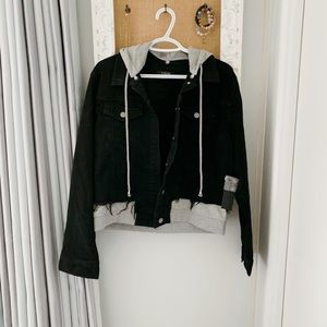Black label relaxed hoodie jacket